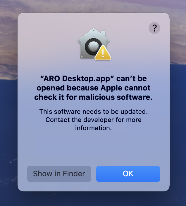 Drag ARO Desktop to Applications